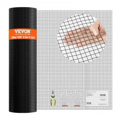 Image of VEVOR Hardware Cloth, 36&#039;&#039; x 50&#039; Galvanized Wire Mesh Roll, 19 Gauge Chicken Fence Vinyl Coating Metal for Coop Barrier, Rabbit Snake Fences, Poultry Enclosures