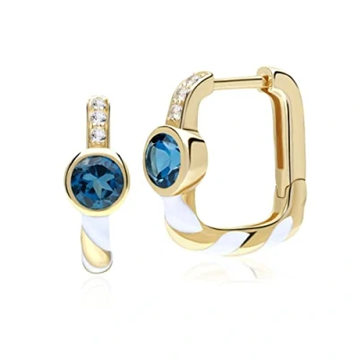 Image of Siberian Waltz London Blue Topaz Square Hoop Earrings in 9ct Gold