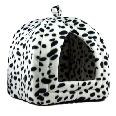 Image of Igloo Pet Bed Cat Kitten Dog Cozy Fleece Pyramid House with Cushion Warm, Washable &amp; Foldable (Grey, One Size)