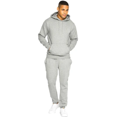 Image of BRAND KRUZE Mens Hoodie Jumper Regular Fit Long Sleeve Pullover TRACKSUIT Set Hoody Sweatshirt and Joggers KZMS139 GREY S