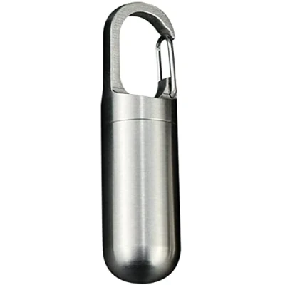 Image of Jeanny Stainless Steel Pill Container Keychain Box Portable Pocket Case Holder Waterproof for Outdoor Travel Camping