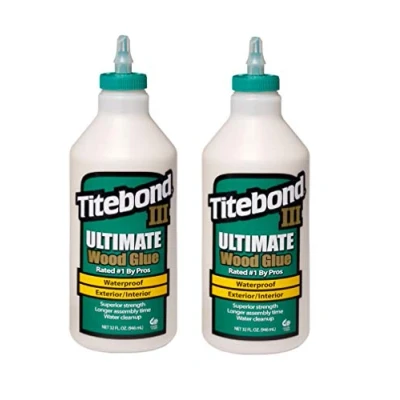 Image of TiteBond III Ultimate Wood Glue for Indoor and Outdoor, Maximum Strength, High Handling, Waterproof, 2 x 946 ml