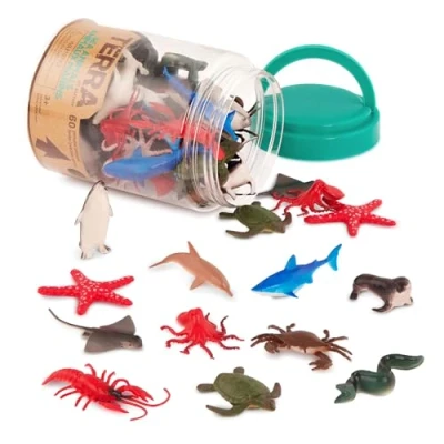 Image of Terra by Battat Sea Animals in Tube Playset Animal Figures for Kids 60 pcs, 2&quot;