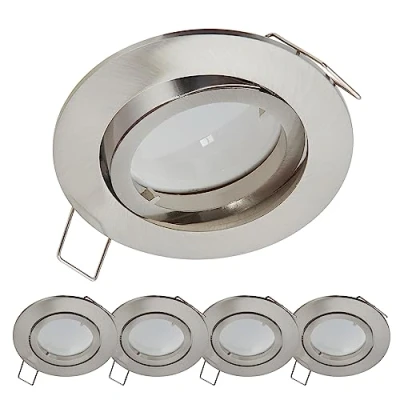 Image of YSLS Recessed Spotlight, 5 x LED, Silver, 3 W, Warm White, Dimmable, 230 V, GU10 Module, 68 mm Hole, Living Room Indoor Lighting Fixture