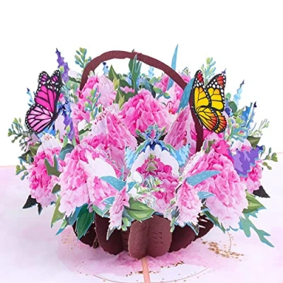 Image of Favour Pop Up® 3D Greeting Card, a Colourful Flower Basket That Will Delight Any Lover for Their Birthday or Recovery. TL082
