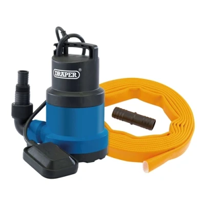 Image of Draper Submersible Clean Water Pump with Float Switch and Layflat Hose, 191L/min, 550W