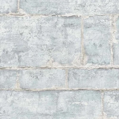 Image of SOPHIE LAURENCE Realistic Stone Effect Light Blue Vinyl Wallpaper Textured 3D Glitter Brick for Living Room Bedroom