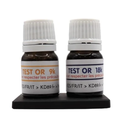Image of KD89 9 and 18 carat gold test reagent/solution assortment with natural touchstone multi language instructions (English not guaranteed) Expertise for jewellery, coins, ingots Spatula