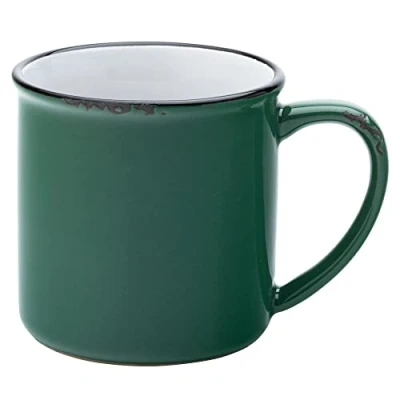 Image of Utopia Avebury Green Mug 10oz / 280ml Set of 12 Vintage Enamel Style Stoneware Coffee