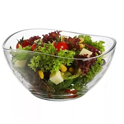 Image of Lav Vira Glass Salad Bowl. Single Serving Dish Tableware.