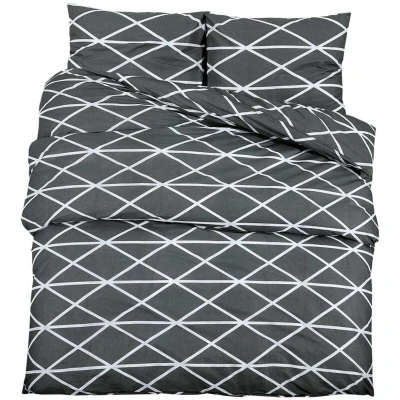 Image of vidaXL Duvet Cover Set Grey 200x200 cm Cotton