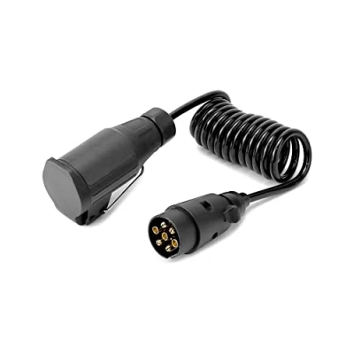 Image of QWORK 2 m Trailer Adaptor Cable 7 to 13 Pin for 12 V Systems Caravans, Cars, Motorhomes, Tractors,