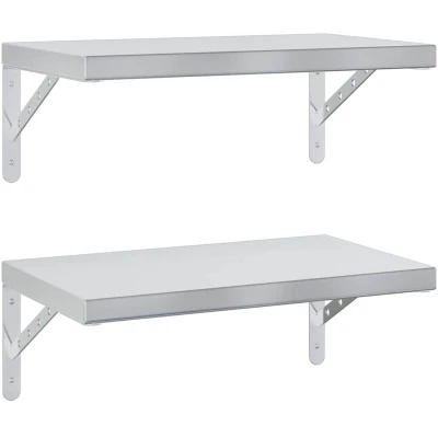 Image of vidaXL Wall Shelves 2 pcs 50x30 cm Silver Stainless Steel