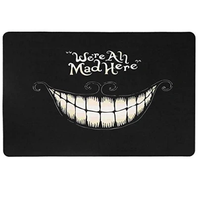 Image of Zerodis Doormat, 40 x 60 cm Funny Door Mats Floor Mat Non Slip Living Room Rug for Kitchen Bathroom Decoration the Home We&#039;re All Mad Here