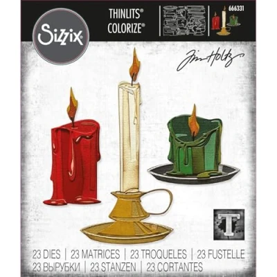 Image of Sizzix Thinlits Die Set 23PK Candleshop Colorize by Tim Holtz 666331 Metal, Wafer Thin Cutting Dies for Scrapbooking, Embossing, Journalling, One Size