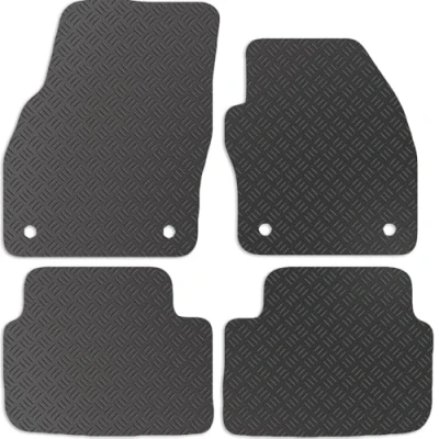 Image of Carsio Rubber Car Mats For Skoda Kamiq 2019+ Onwards Tailored Fit Floor Mat Set Complete Accessory Black Custom Fitted All Weather &amp; Heavy Duty, Anti Slip Backing with Clips
