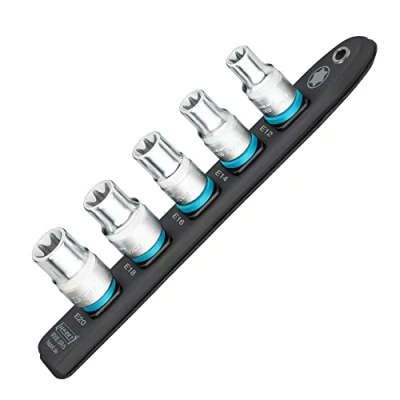 Image of HAZET 900E SR/5 Smart Rail with Magnetic Base, 5 Slots, Drive: Square 12.5 mm (1/2 Inch), Output: Outer Torx Profile, Plastic Socket Strip for Spanner