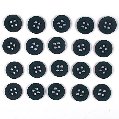 Image of Colour 4 Hole Round Shirt Buttons 11mm Wide Pack of 20 (Dark Grey)