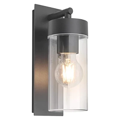 Image of Long Life Lamp Company Modern Outdoor Wall Light Lantern Downlight External Waterproof Anthracite with Clear Diffuser Includes 4w LED Warm ZLC344