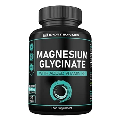 Image of Magnesium Glycinate Supplements 1500mg &amp; Vitamin B6 120 High Strength Capsules of Providing 315mg Elemental (Bisglycinate) Pure Active Ingredient