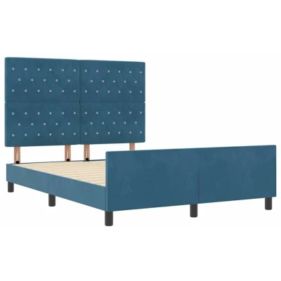 Image of vidaXL Bed Frame Dark Blue 160x200 cm Velvet