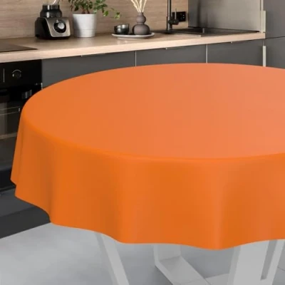 Image of ANRO Oilcloth Tablecloth, Washable, Oilcloth, Garden Outdoor, Indoor, Round, 120 cm, Cut Edge, Orange