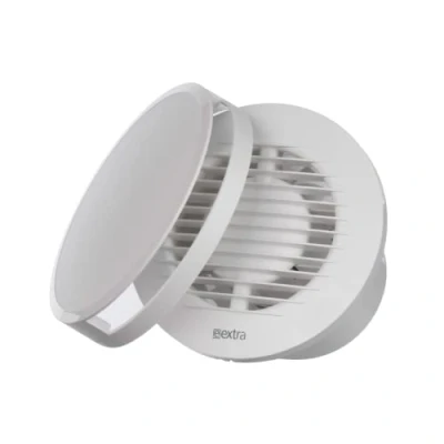 Image of EUROPLAST Diameter 100mm Bathroom Extractor Fan with Timer and Humidistat Round 4 inch Humidity Sensor a Front Panel White Ceiling Wall Mounted
