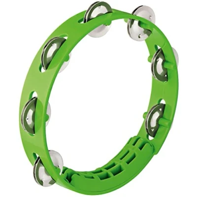 Image of Nino Percussion Compact Tambourine Instrument Musical for Children from 3 Years Diameter 8 inch Plastic, Green (NINO49GG)