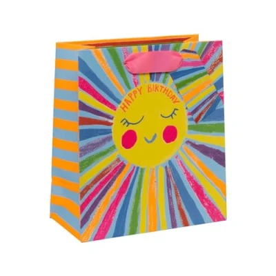 Image of Glick Medium Gift Bag, Happy Birthday Sunshine, 225 x 200 100 mm, Luxury Recyclable Bag for Birthdays &amp; Celebrations