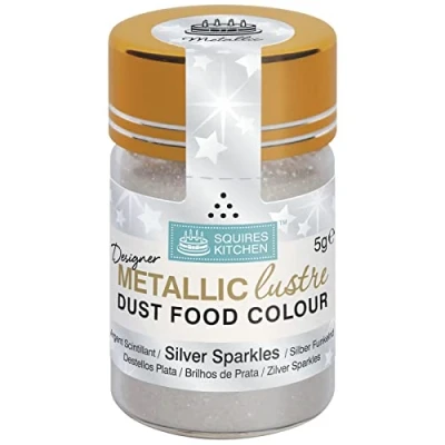 Image of Squires Kitchen Designer Silver Sparkle Metallic Lustre Dust 5g