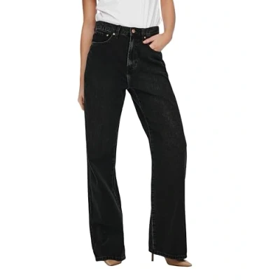 Image of ONLY Women&#039;s Onlhope Ex Hw Wide Dnm Ana129 Noos Jeans, Black Denim, 25W 30L UK