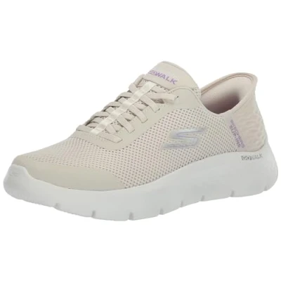 Image of Skechers Women&#039;s Go Walk Flex Hands Free Slip ins Grand Entry Sneaker, Off White, 8 Narrow