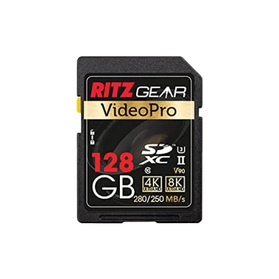 Image of Ritzgear Video Pro Sd Card UHS II 128GB SDXC Memory U3 V90 A1, Extreme Performance Professional (R 280mb/s 250mb/s W)