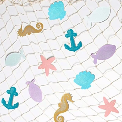 Image of Amscan 9914390 Mermaid Tales Kids Birthday Party Net Runner Table Decoration 97cm x 1.72m