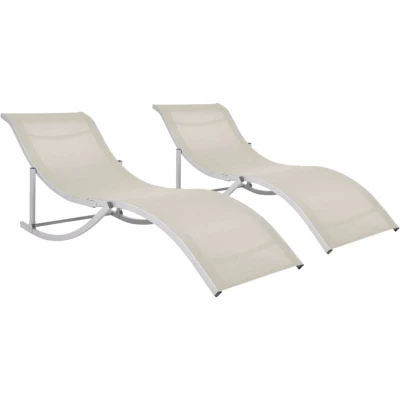 Image of vidaXL Folding Sun Loungers 2 pcs Cream Textilene