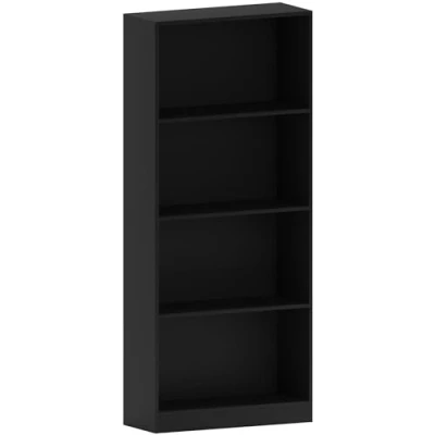 Image of Vida Designs Cambridge 4 Tier Large Bookcase, Black Wooden Shelving Display Storage Unit Office Living Room Furniture