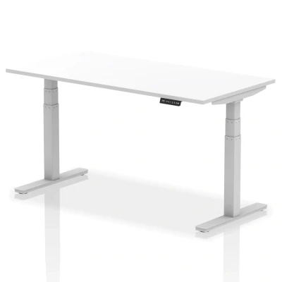 Image of Air 1600/800 White Height Adjustable Desk With Silver Legs HA01011