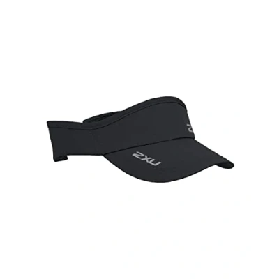 Image of 2XU Unisex Packable Run Visor Lightweight &amp; Adjustable Sun Protection for Runners Black/Black One Size