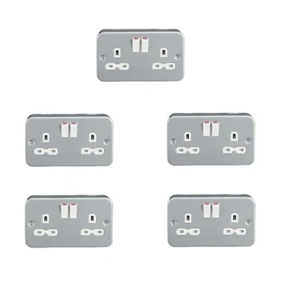 Image of TEW Metal Clad 13A 2G DP Switched Socket (Pack of 5)