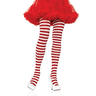 Image of Leg Avenue, Plus Size Stripe Tights, 3x 4x White