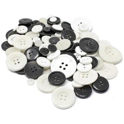 Image of Wedding Touches Black &amp; White 100 Gram Bag of Mix Acrylic Resin Buttons For Cardmaking Embellishments