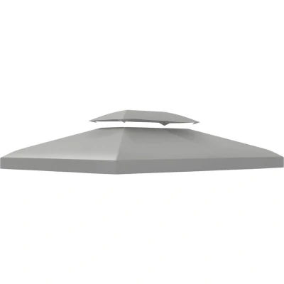 Image of Outsunny 3x4m Gazebo Replacement Roof Canopy 2 Tier Top UV Cover Garden Patio Light Grey