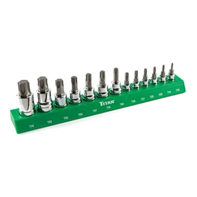 Image of Titan 85532 13 Piece Torx Bit Socket Set, Magnetic Organizer with Laser Etched Size Markings
