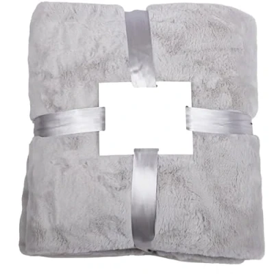 Image of Y H YORKSHIRE HOMEWARE Rabbit Throws Blankets Faux Fur Sofa Comfy Material Bed Tv Soft &amp; Plush Warm Cozy Gift (Silver, Double 150 x 200cm)