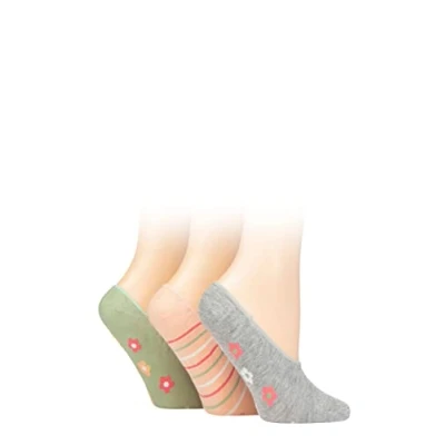 Image of SockShop Ladies Plain and Patterned Bamboo Shoe Liners Pack of 3 Sage 4 8