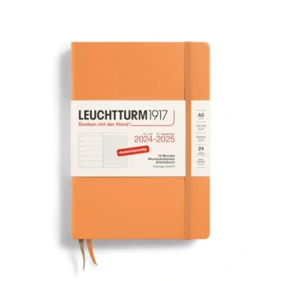 Image of LEUCHTTURM1917 370616 Weekly Planner &amp; Notebook Medium (A5) 2025, 18 months 07.2024 12.2025, Hardcover, Apricot, German