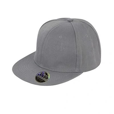 Image of Result Unisex Core Bronx Original Flat Peak Snapback Solid Colour Cap (One Size) (Heather Grey)