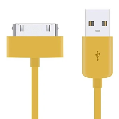 Image of 3 Pack of 2 Metres Extra Long Yellow 30 Pin USB Data Sync Charging Cable Charger Lead