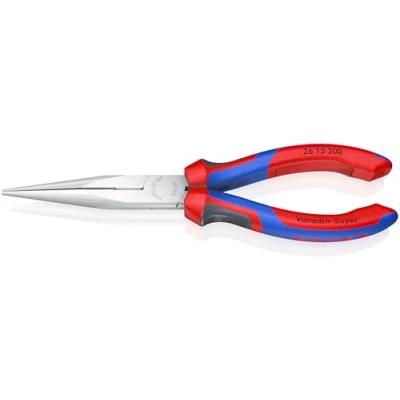 Image of Knipex Snipe Nose Side Cutting Pliers (Stork Beak Pliers) chrome plated, with multi component grips 200 mm (self service card/blister) 26 15 SB