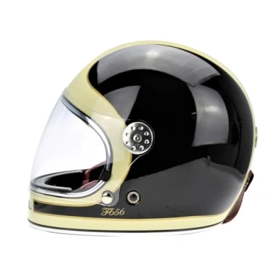 Image of ViPER F656 Full Face Motorcycle Motorbike Helmet ECE 22.06 Approved Vintage Helmets for Adult Men and Women Touring Urban Bike Safety Wear (Black/White,M)